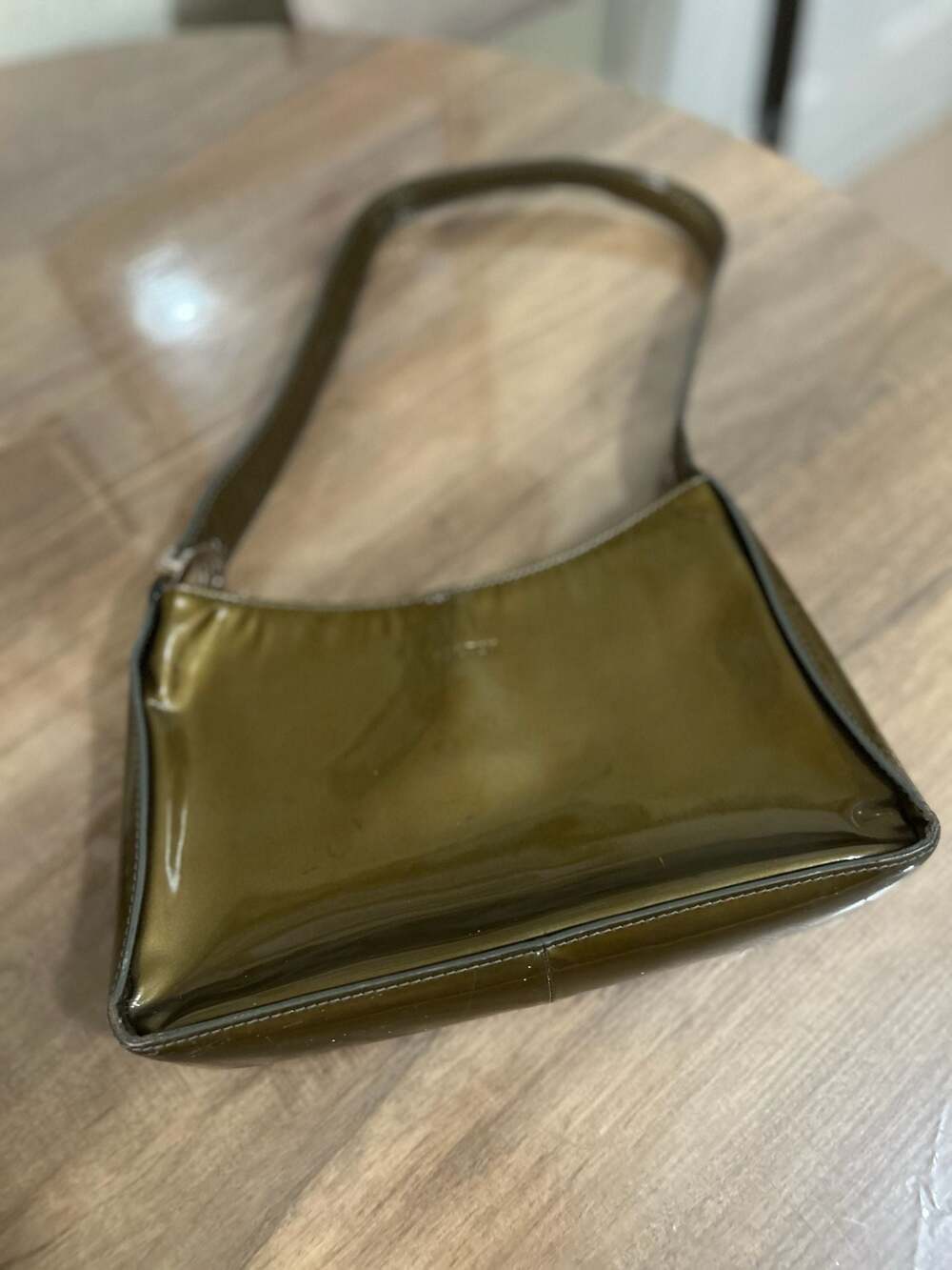 Y2K Oroton Olive Green Patent Leather Shoulder Bag